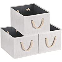 MaidMAX Cajas de Almacenaje Decorativas- Cestas de Almacenaje con Manillas de Cuerda- Set de 3 Cajas de Almacenaje de…